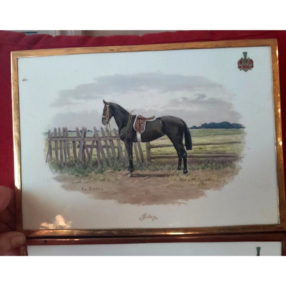 VTG Set Porcelain Horse Equestrian Wall Tiles Germany Y.R. Riedel York Berlin - Picture 2 of 15